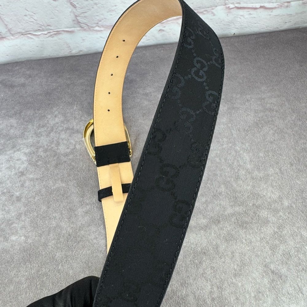 NEW Gucci Black GG Monogram Lurex Canvas Belt - Picture 6 of 13